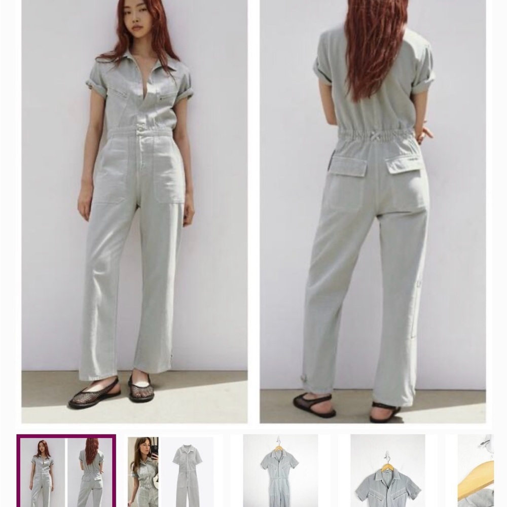 Zara Short-Sleeve Utility Jumpsuit in Light Sage Green